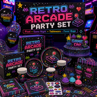 Maßgefertigte Plastik-Event-Deko Retro-Arcade-Spiel Geburtstagsparty-Zubehör Pixel-Themen-Dekorationen Geschenktüten