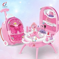 Chengji 4 en 1 semblant jouer coiffeuse jouet mode alliage sac à dos valise fille maquillage ensemble jouets