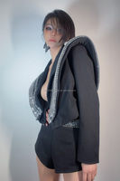 Ensemble de costume personnalisé avec cardigan court en strass Cutiao, short taille haute, pour soirée, boîte de nuit, bar, spectacle