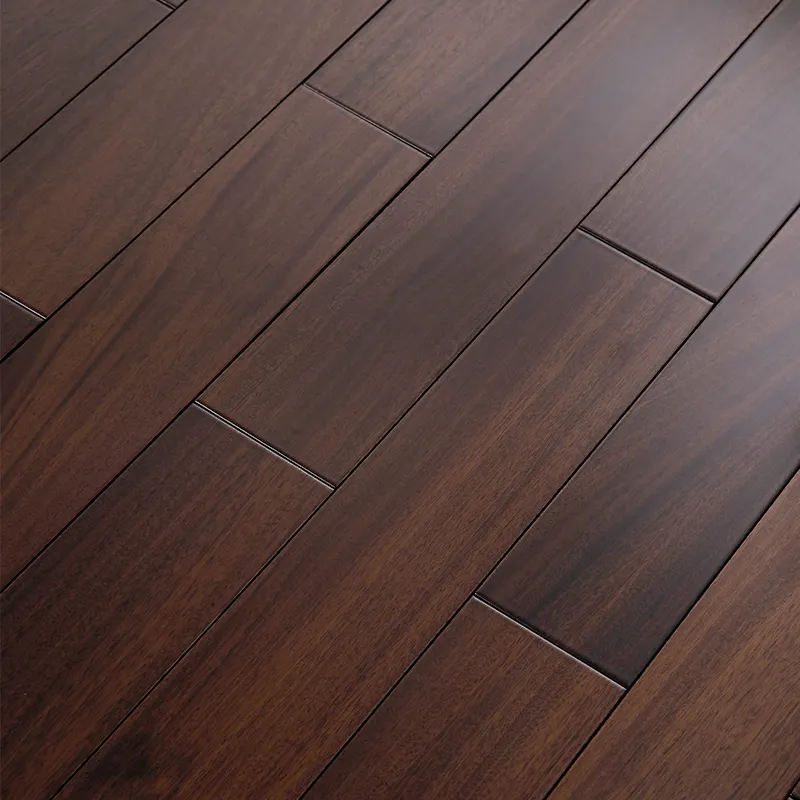 American Versailles OKAN plancher en bois massif intérieur imperméable couleur noyer foncé plancher en bois dur à chevrons