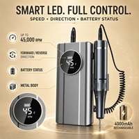 Machine à ongles professionnelle sans fil rechargeable 45000 tr/min, corps métallique, lime électrique, emballage OEM, vente en gros