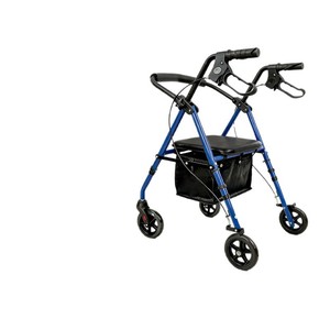 Déambulateur Hanbang Jiaye W10D bleu à 4 roues avec siège et sac pour l'aide à la mobilité des personnes âgées - Product Image 1