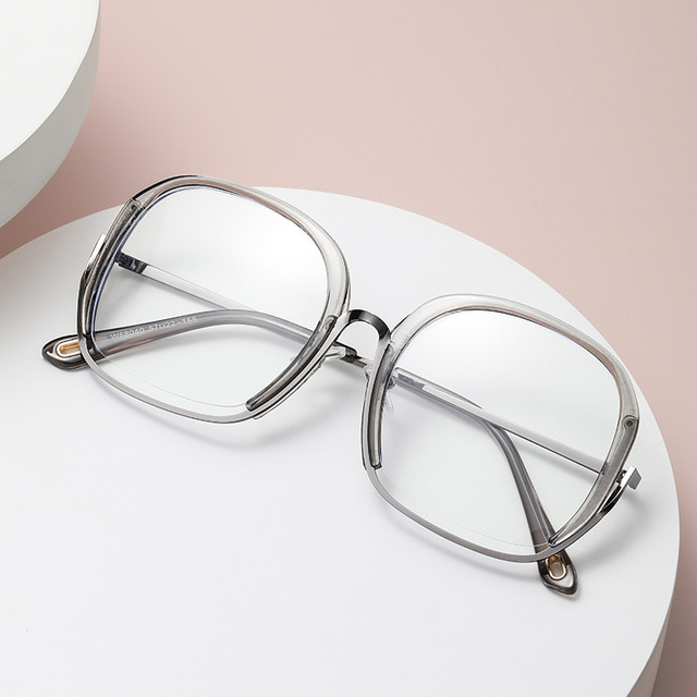 PC Half Circle Big Frame Glasses Frame Glasses Fashion Myopia Eyeglasses New Men and Women Anti Blue Light Glasses