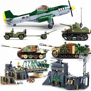 第二次世界大战诺曼底登陆英国美国德国陆军设置积木积木玩具第二次世界大战2军车潘瑟坦克
