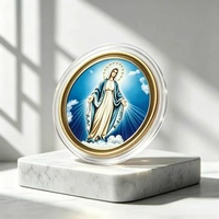 Pièce commémorative personnalisée en métal, ronde, en relief, avec impression couleur, sur le thème de Jésus, de la Vierge Marie et du Christ, pour l'artisanat orthodoxe.