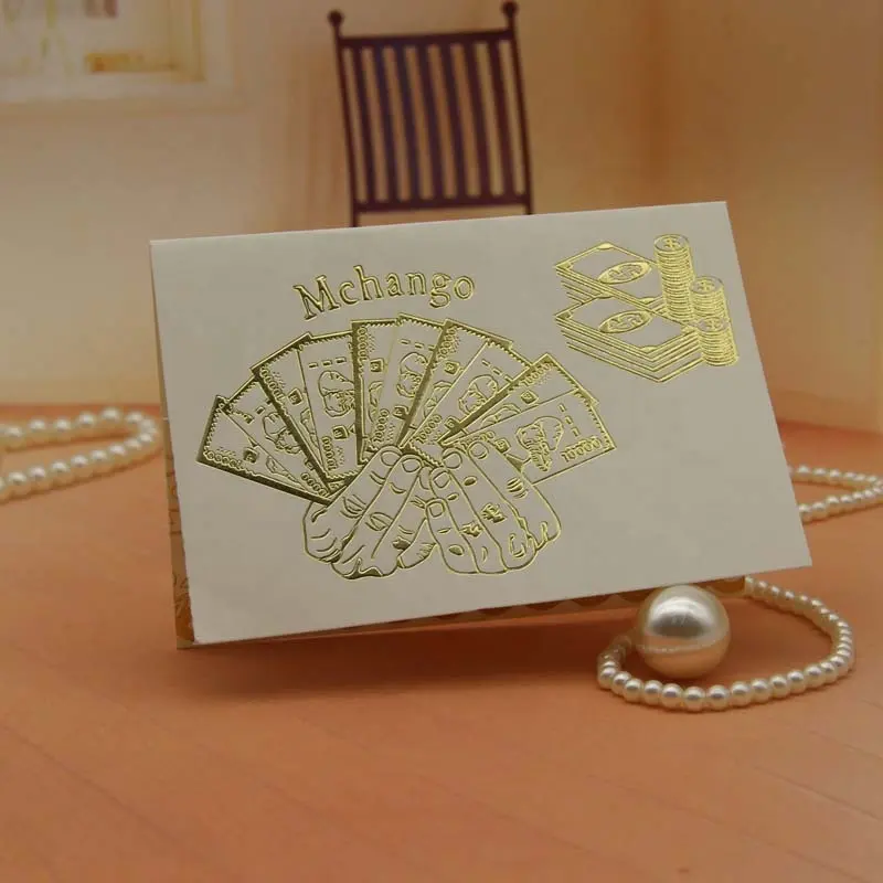 MWALIKO MCHANGO 구멍 판매 탄자니아 저렴하고 작은 웨딩 카드 골드 스탬프