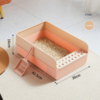 Bac à litière pour chat rectangulaire en plastique semi-fermé avec clôture haute anti-éclaboussures, capacité de 100 L, nettoyage automatique et design durable