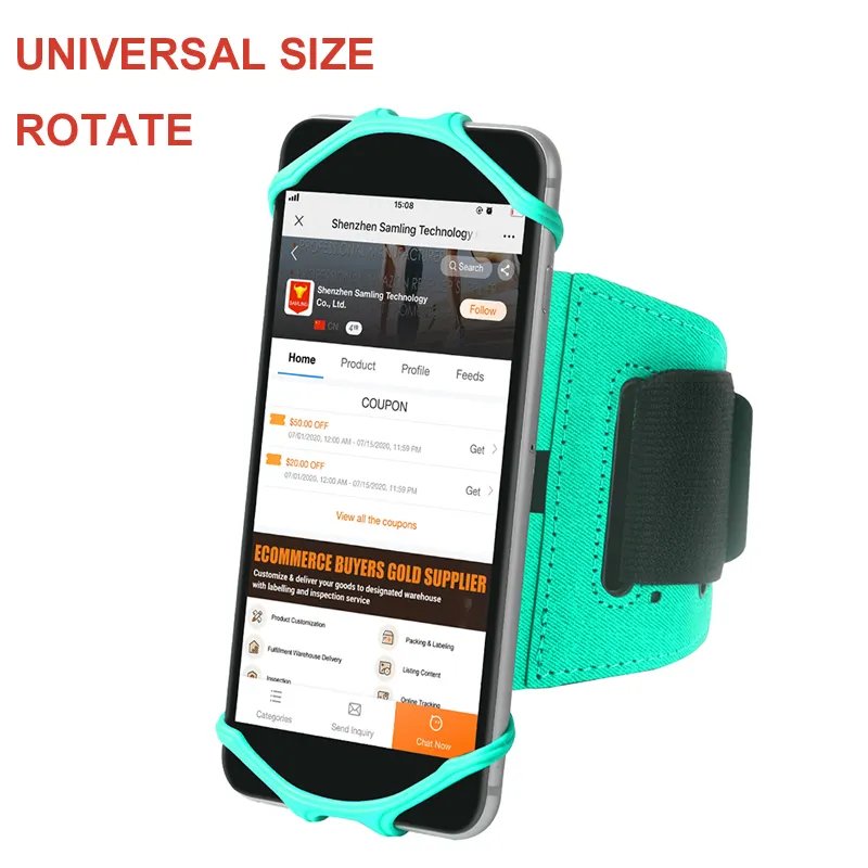 Kostenlose Probe Handy-Zubehör 360 drehbare Silikon Smartphone Armband Laufen Radfahren Handy halter für iPhone 12