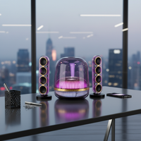 Speaker Mini Nirkabel Crystal 5 Huaqiangbei dengan Bass Berat 5.4 Stereo, Desain Lepas Pasang RGB untuk Komputer dan Ruang Tamu