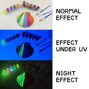 KHY 12 pots de peinture acrylique <span class=keywords><strong>fluorescente</strong></span> 5 ml, peinture qui brille dans le noir pour les enfants, peintures artistiques, matériau nylon - Product Image 4