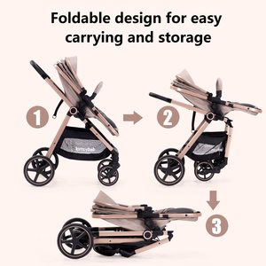 Poussette pliable BAB WAY avec nacelle, siège réversible, cadre en aluminium, poussette de luxe pour bébé avec DDP - Product Image 6