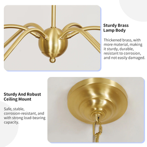 Lampadario Vintage Stile Fattoria, Lussuoso per Villa e Sala da Pranzo, 6 Luci, Ottone Annerito, Bracci Curvi, Stile Candela, Lampadario Pulpo - Product Image 4