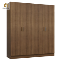 Lemari Pakaian Modern Ramah Lingkungan HarmTai 4 Pintu Motif Kayu dengan Rak dan Gantungan Baju untuk Kamar Tidur