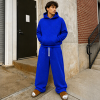 Ensemble de survêtement deux pièces personnalisé de haute qualité pour fournisseur, avec sweat à capuche et pantalon de survêtement amples en strass, 600-800 g/m²