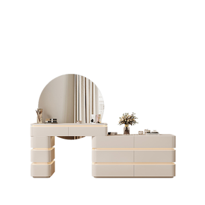 Muebles de Dormitorio, <span class=keywords><strong>Tocador</strong></span> <span class=keywords><strong>con</strong></span> Espejo LED para <span class=keywords><strong>Mujer</strong></span>, <span class=keywords><strong>Tocador</strong></span> Moderno y Minimalista de Lujo - Product Image 3