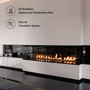 Stufa ad angolo MEISU.CH senza canna fumaria interna, 3 inserti, a gas naturale liquefatto, senza canna fumaria laterale, per interni - Product Image 3