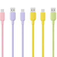 Câble USB Type-C 1m en silicone moussant, charge rapide PD60W, couleurs macaron, conducteur en cuivre pur 3A pour imprimante, ordinateur, lecteur de codes-barres