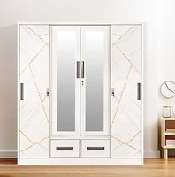 Armoire en acier pour chambre d'hôtel avec porte coulissante, 2 miroirs, 2 tiroirs, taille/tiroirs/étagères personnalisables, écologique, durable
