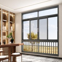 Ventana Corredera Moderna de Aluminio con Rotura de Puente Térmico, Doble Acristalamiento de Acero Inoxidable, Aislamiento Acústico para Cocina o Villa