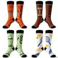 Chaussettes de basketball athlétiques pour hommes en coton ODM, mode décontractée, montantes, à motif géométrique jacquard, anti-frottement, respirantes et antidérapantes