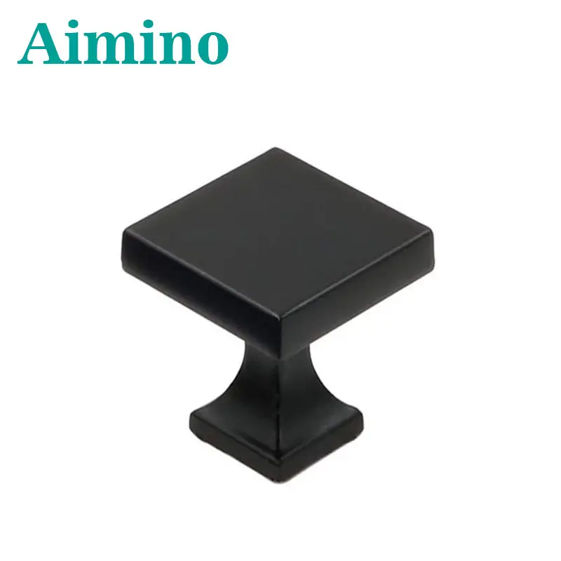 Aimino OEM Square Cabinet Knob Folding Window Handle Black Square Drawer Knob Shenzhen Hardware