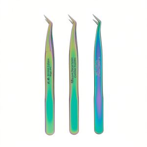 Multi colores profesional ruso volumen L tipo bota pinzas logotipo personalizado sólido Acero inoxidable estrellas agarre pinzas para pestañas - Product Image 1