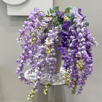 Guirlande de fleurs de glycine artificielle longue et tombante pour plafond de mariage, décoration de toile de fond de scène - Vente en gros
