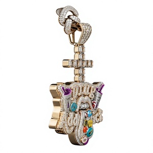 Collar con Colgante de Moissanita Personalizado, Estilo Hip Hop, con Letra, Chapado en Oro y Plata, Regalo de Joyería - Product Image 3