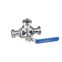 Vanne à boisseau sphérique sanitaire personnalisée à 3 voies en acier inoxydable 304, raccord en T, filetage externe pour usage domestique et industriel, vanne à boisseau sphérique de 3 pouces