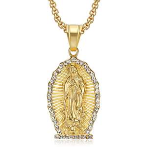 Hip Hop Christian Catholic Lady Mary impermeable deslustre libre de acero inoxidable joyería de moda colgantes collares para hombre - Product Image 1