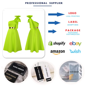 Mới Nhất Thiết Kế Mùa Hè Bên Dresses Phụ Nữ Một Vai Bow A-Line Chic Evening Gown Dresses Thanh Lịch Phi Ăn Mặc Với Vành Đai - Product Image 3