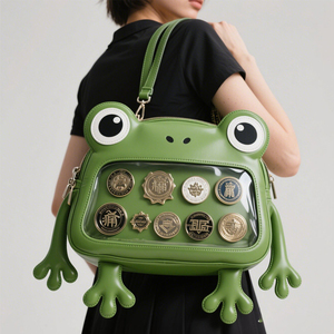 กระเป๋าสะพายข้างทรงกบแบบใสทำจากหนังดีไซน์เฉพาะตัวสำหรับงาน DIY ออกแบบได้ตามที่ต้องการ - Product Image 3