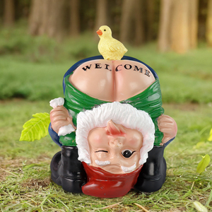 Statue <span class=keywords><strong>de</strong></span> gnome amusante en résine, tête en bas, avec lumière solaire, <span class=keywords><strong>poussin</strong></span> peint à la main - Product Image 1