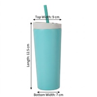 Gobelet isotherme droit en acier inoxydable 304 à double paroi de 24 oz, personnalisé, anti-fuite, avec paille, pour le voyage – Vente en gros