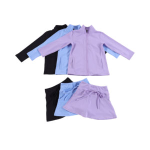 OEM & ODM, детская юбка для йоги и куртка для девочек, комплект из 2 предметов для йоги, топы для фитнеса, спортивные костюмы, комплект для занятий йогой, детская одежда - Product Image 2