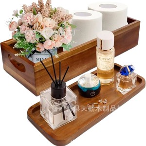 Wooden storage rack, cross-border creative home bathroom acacia wood <b>perfume</b> <b>tray</b>, miscellaneous items storage box set. - Product Image 1