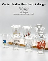 Gobelet jetable pour boissons froides, transparent, recyclable, avec couvercle, diamètre 98 mm, en plastique PET, couleur personnalisée, logo personnalisé