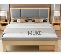 YQ JENMW Lit double en bois massif moderne simple lit domestique économique