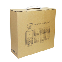 En stock – Nouveaux ensembles élégants de carafes à whisky en cristal sans plomb avec 5 verres, coffret marron pour hommes – Idéal pour le bourbon, la vodka, usage domestique classique