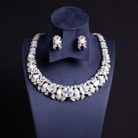 Set Perhiasan Zirkon Batu Permata Campuran Berlapis Emas Tembaga, Kalung & Anting Geometris Warna-warni untuk Wanita, Pesta Malam & Pernikahan