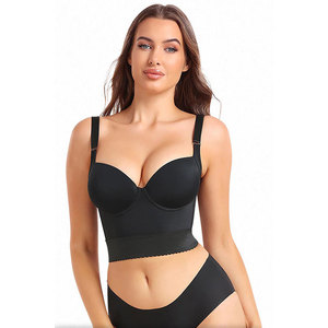 Sujetador de copa profunda con espalda completa para mujer, Sujetador de copa profunda a la moda, sujetador grueso con sujetador de realce, ropa moldeadora de punto para adultos de talla grande - Product Image 1