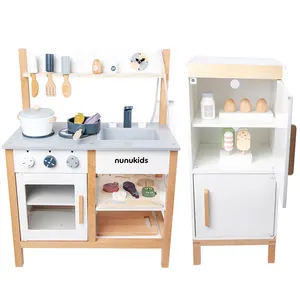 2022 Factory hot sale Wooden Refrigerator Kids Wooden Kitchen Toys With Sounds Light for child birthday gifts