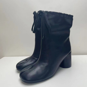 Custom Split <b>Toe</b> Dress Shoes High <b>Round</b> <b>Heels</b> Ankle Boots Sexy Women's Top Loose Stretch Lace Short Boots - Product Image 3
