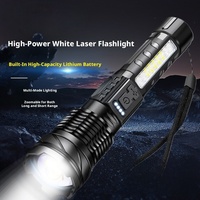 Senter LED Super Terang Terbaru, Dapat Diisi Ulang via USB, Warna Putih dengan Lampu Kerja COB Samping untuk Keadaan Darurat di Luar Ruangan