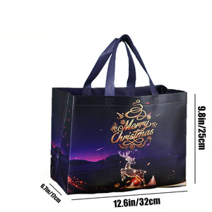 Promotion Custom Non Woven Cartoon Pattern Recycled Eco Laminated Reusable Durable Shoulder Strap Christmas Shopping <strong>Bag</strong> - Product Image 3