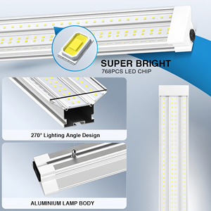 4FT 8FT LED Shop <b>Light</b> Linkable 50W 100W LED Tube <b>Light</b> for Garages Workshops Basements Hanging or Power Cord Hanging <b>Rope</b> - Product Image 3