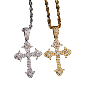 Collier pendentif croix hip-hop personnalisé pour homme en argent sterling 925 plaqué or rose avec breloques moissanite glacées pour occasions festives - Product Image 3
