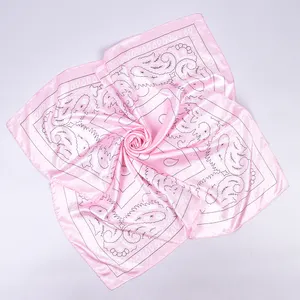 Qianlv Factory's New Satin Printed Square Scarf Headscarf Wholesale Cheap Vintage Paisley Silky Hijab Low Customization