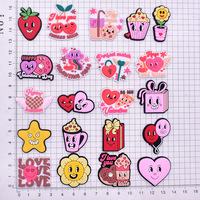 Breloque de chaussure en PVC détachable DIY, motif cœur dessin animé rétro, fleur, dessert, en caoutchouc souple, pour sabots et sandales, accessoires de décoration pour la Saint-Valentin