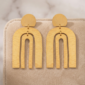 Boucles d'oreilles pendantes classiques en laiton et pierres précieuses, faites à la main, unisexe, tendance - Product Image 2